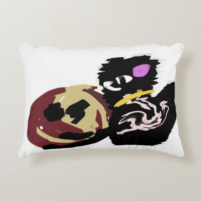 Cojín Decorativo Fluffy Black Cat Jack o Lantern fun  (Anverso)