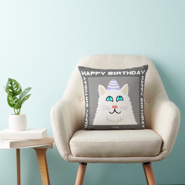 Cojín decorativo Fluffy White Cat Square (Silla)