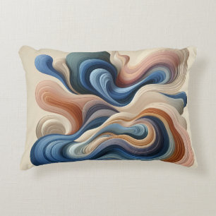 Cojín Decorativo Fluid Abstract Flow - Earth & Blue Ribbon Art