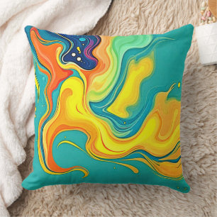 Cojín Decorativo Fluidez de la Alegría: Ondas Abstractas