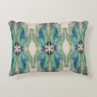 Cojín Decorativo Fluido Artístico Abstracto en Aqua y Verde