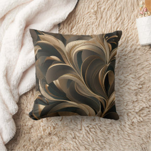 Cojín Decorativo Flujo Botánico Dorado Elegante
