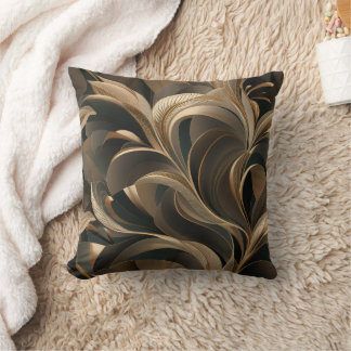 Cojín Decorativo Flujo Botánico Dorado Elegante