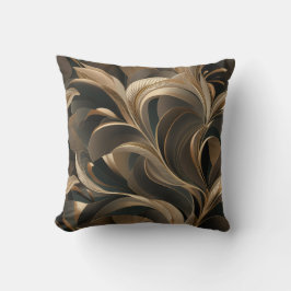 Cojín Decorativo Flujo Botánico Dorado Elegante  