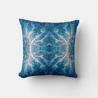 Cojín Decorativo Flujo cósmico sagrado - Simetría plateada azul
