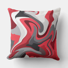 Cojín Decorativo Flujo de color rojo, blanco y gris abstracto