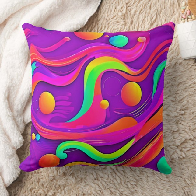 Cojín Decorativo Flujo del arco iris: diversión abstracta (Manta)
