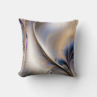Cojín Decorativo Flujo Dorado - Arte Fluido Abstracto Azul y Dorado
