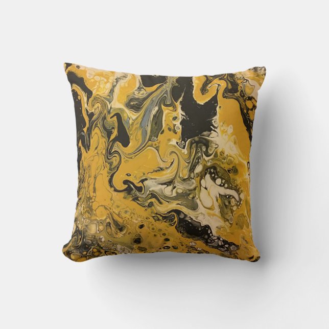 Cojín Decorativo Flujo dorado - Pintura acrílica para la pintura co (Anverso)