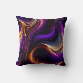 Cojín Decorativo Flujo Luminoso - Arte vibrante púrpura, naranja y 