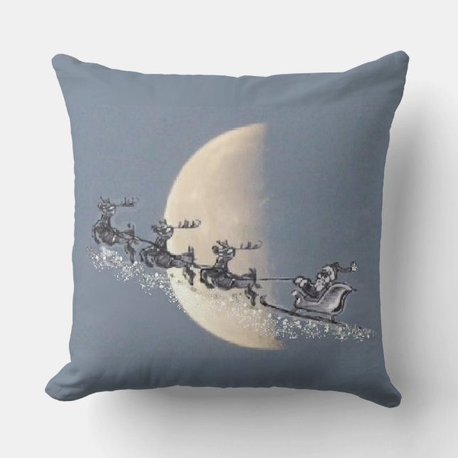 Cojín Decorativo Flying Santa in Reindeer-Sled Christmas Pillow (Anverso)