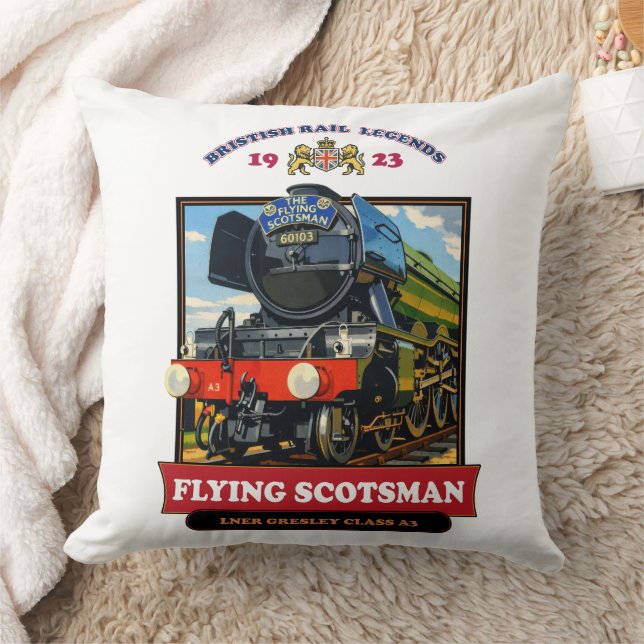 Cojín Decorativo Flying Scotsman 4472 Steam Locomotive Retro Poster (Manta)