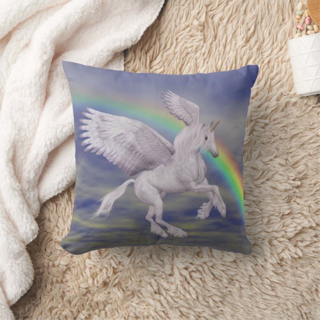 Cojín Decorativo Flying Unicorn Rainbow Fantasy Art (Manta)