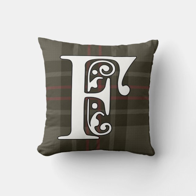Cojín Decorativo Flynn Clan Tartan Monogram (Anverso)
