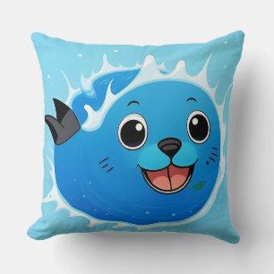Cojín Decorativo Foca juguetona saltando a través del océano