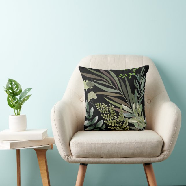 Cojín Decorativo Foliage botánico de ferrys florales retro oscuro (Silla)