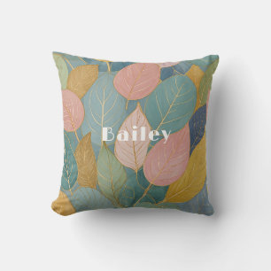 Cojín Decorativo Foliage caprichoso: Hojas Pastel