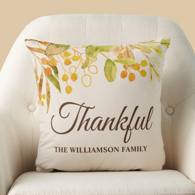 Cojín Decorativo Foliage personalizado de acuarela agradecida (Subido por el creador)