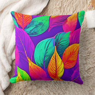 Cojín Decorativo Foliage vibrante: Neón Personalizado