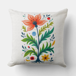 Cojín Decorativo Folk Art Floral Tree Botanical Boho Cottagecore