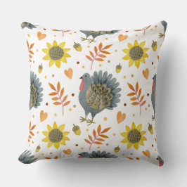 Cojín Decorativo Folk Art Turkeys