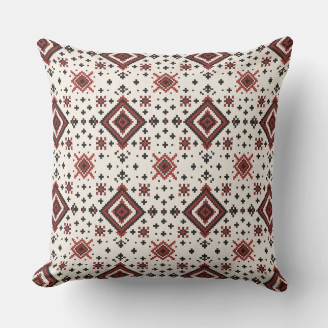 Cojín Decorativo Folk Diamond Cross Stitch Seamless Pattern (Anverso)