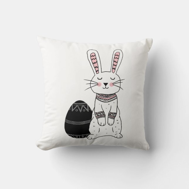 Cojín decorativo Folk Easter Bunny Rabbit (Anverso)