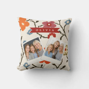 Cojín Decorativo Folk Escandinavo Boho Vintage Floral Personalizado
