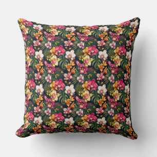 Cojín Decorativo Follaje de orquídea tropical vibrante