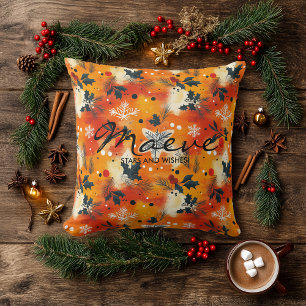 Cojín Decorativo Follaje moderno de Navidad: abstracto cálido de la