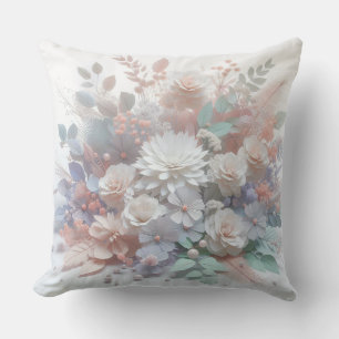 Cojín Decorativo Follaje y flores de color pastel