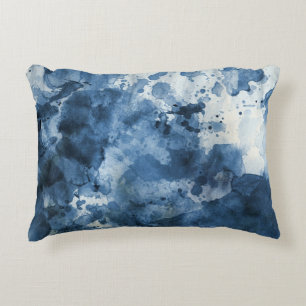Cojín Decorativo Fondo azul abstracto de la acuarela