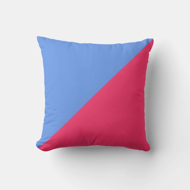 Cojín Decorativo Fondo azul liso y rosa caliente (Anverso)