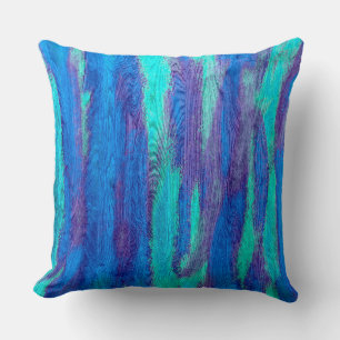 Cojín Decorativo Fondo Azul Moderno de Grano de Madera