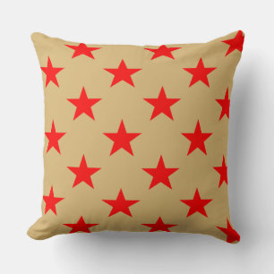 Cojín Decorativo Fondo Beige Y Estrellas Rojas