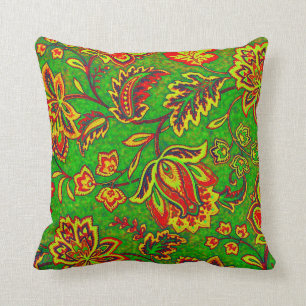 Cojín Decorativo Fondo coloreado orante retro flor-verde
