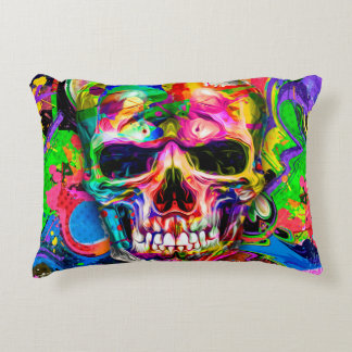 Cojín Decorativo fondo colorido abstracto con el perfil del skullar