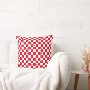 Cojín Decorativo Fondo con patrón de cuadros rojos