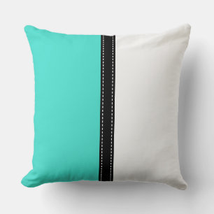 Cojín Decorativo Fondo de color sólido azul turquesa y blanco