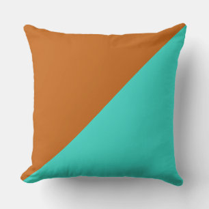 Cojín Decorativo Fondo de color sólido naranja turquesa y aleatoria