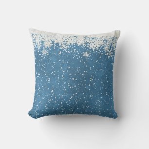 Cojín Decorativo Fondo de copo de nieve de Navidad decorativo azul