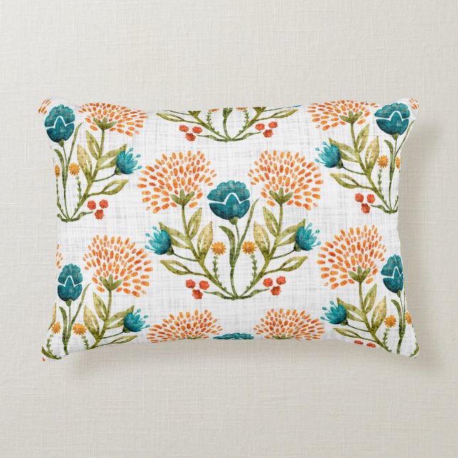 Cojín Decorativo Fondo de flor acuarela. Pintado de mano (Anverso)