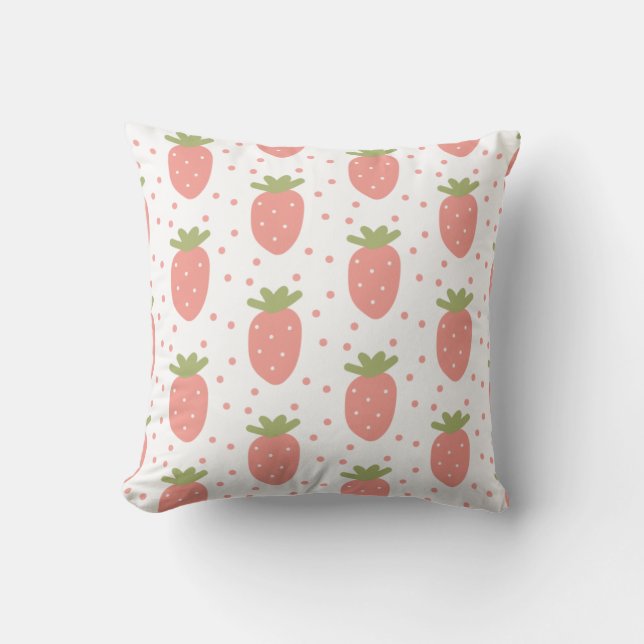 Cojín Decorativo Fondo de fresas de frutas (Anverso)