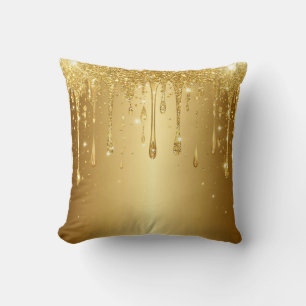 Cojín Decorativo Fondo de goteo de brillo dorado brillante