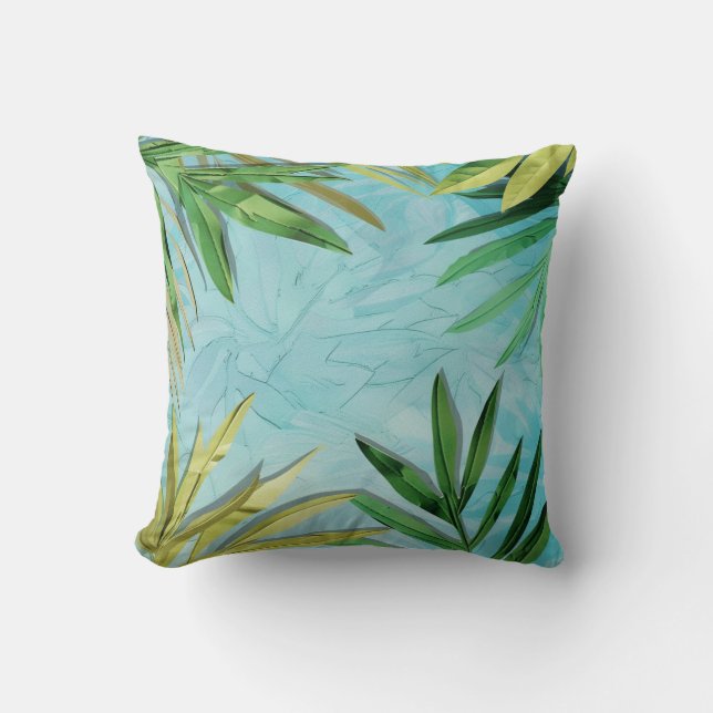 Cojín Decorativo Fondo de hojas tropicales (Anverso)