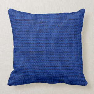 Cojín Decorativo Fondo de lino #2 de la arpillera azul de la fuerza