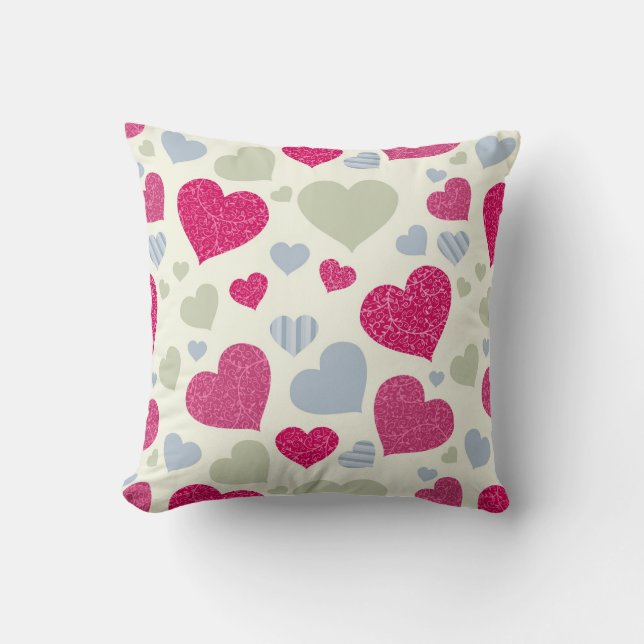 Cojín Decorativo Fondo de los corazones (Anverso)