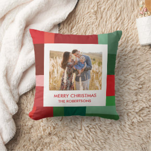 Cojín Decorativo Fondo de Navidad con Bloques de Color Geométrico V