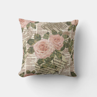 Cojín Decorativo Fondo de pantalla de viaje de París. Periódico vin