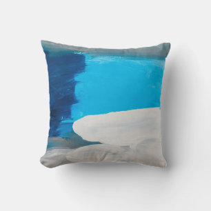 Cojín Decorativo Fondo de pintura de arte abstracto azul, gris y bl